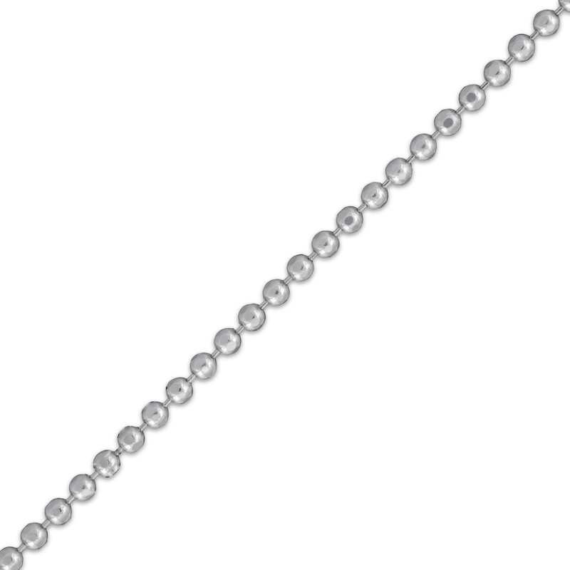 Solid Adjustable Diamond-Cut Bead Chain Necklace 1.2mm Sterling Silver 24"