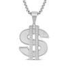 Thumbnail Image 1 of Men's Dollar Sign Necklace 1/3 ct tw Stainless Steel 24&quot;