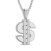 Thumbnail Image 2 of Men's Dollar Sign Necklace 1/3 ct tw Stainless Steel 24&quot;