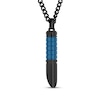 Thumbnail Image 2 of Men's Scored Tube Necklace Black & Blue Ion-Plated Stainless Steel 24&quot;