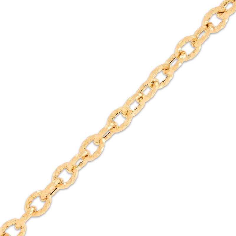 Main Image 2 of Diamond-Cut Oval Link Bracelet Hollow 14K Yellow Gold 7.5&quot;