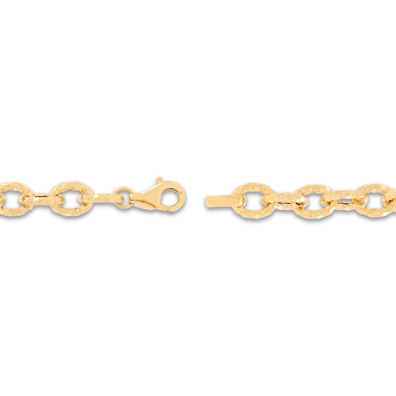 Main Image 3 of Diamond-Cut Oval Link Bracelet Hollow 14K Yellow Gold 7.5&quot;