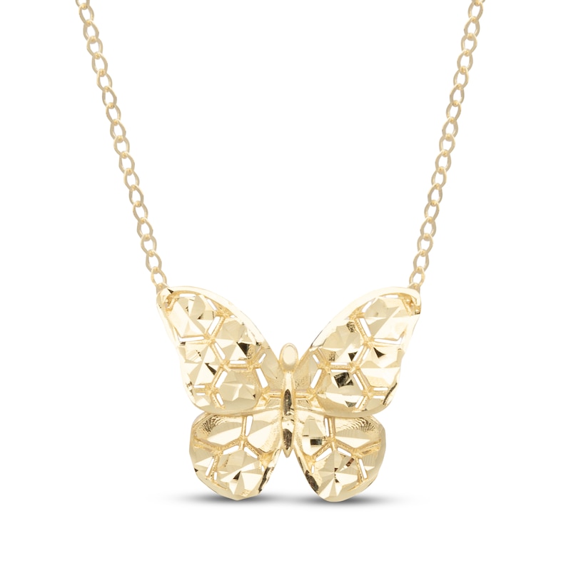 Main Image 1 of Italian Brilliance Butterfly Necklace 14K Yellow Gold 18&quot;