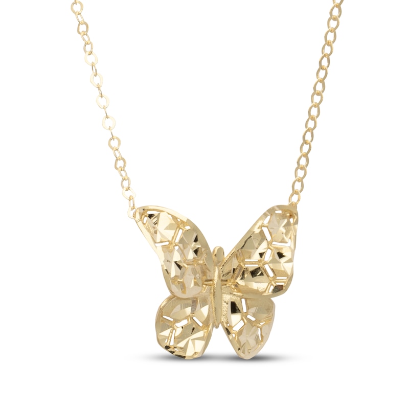 Main Image 2 of Italian Brilliance Butterfly Necklace 14K Yellow Gold 18&quot;