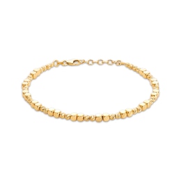 Italian Brilliance Round & Cube Bead Bracelet Hollow 14K Yellow Gold 8&quot;