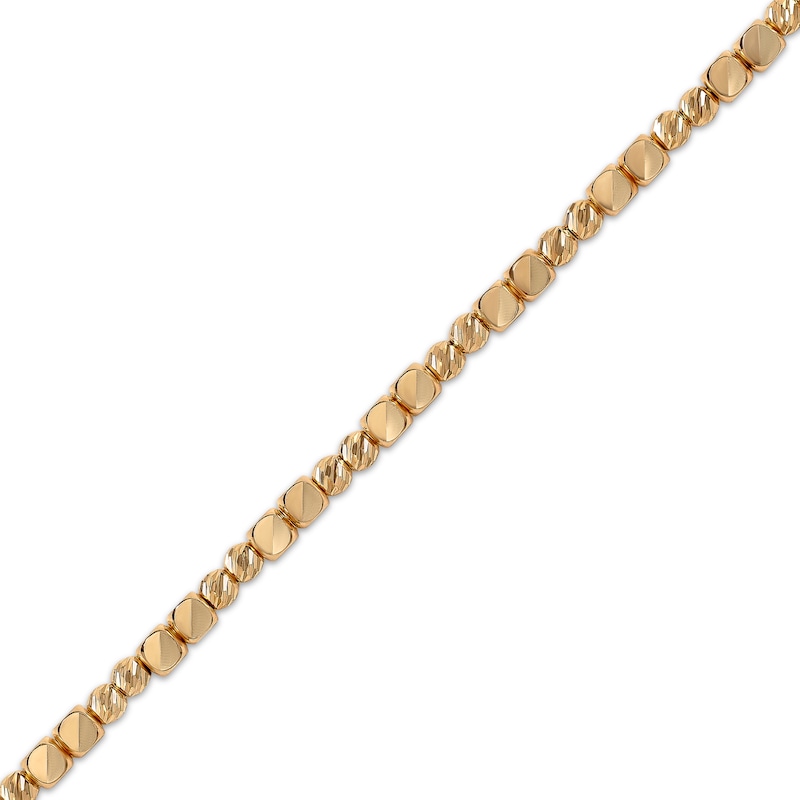 Italian Brilliance Round & Cube Bead Bracelet 14K Yellow Gold 8"