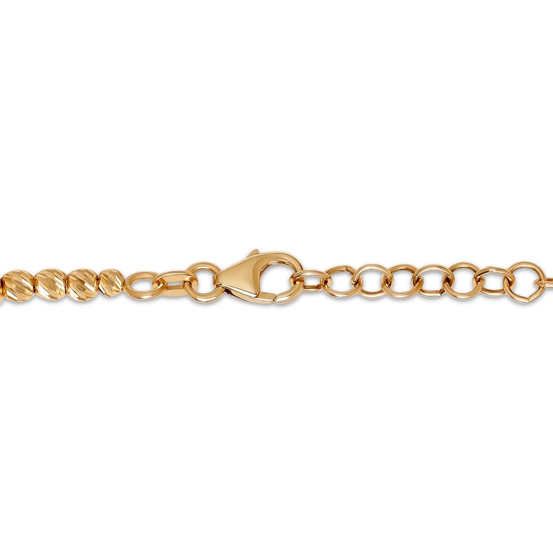 Italian Brilliance Round & Cube Bead Bracelet 14K Yellow Gold 8"