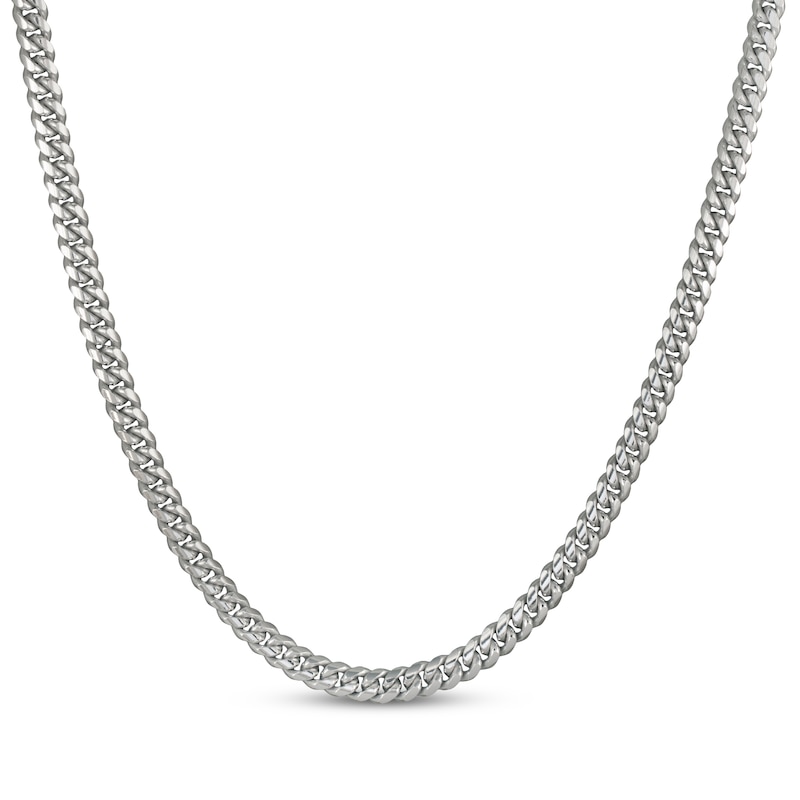 Main Image 1 of Solid Cuban Curb Chain Necklace 7.2mm Sterling Silver 24&quot;