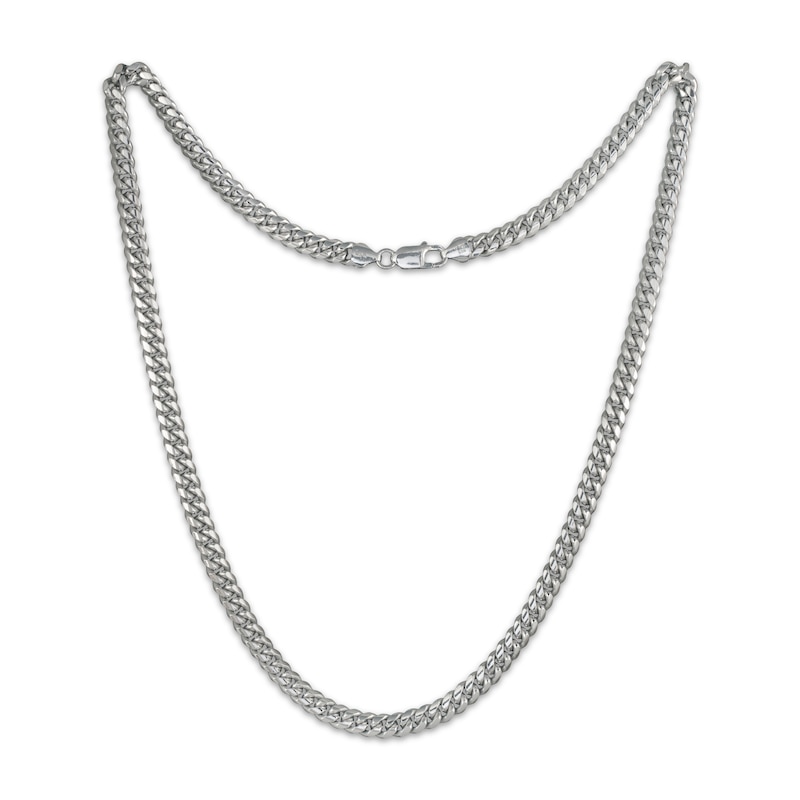 Main Image 2 of Solid Cuban Curb Chain Necklace 7.2mm Sterling Silver 24&quot;