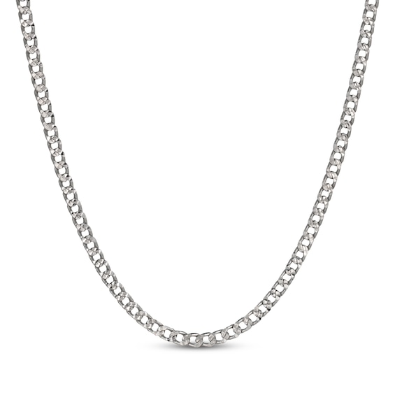 Solid Diamond-Cut Curb Chain Necklace 3.6mm Sterling Silver 20"