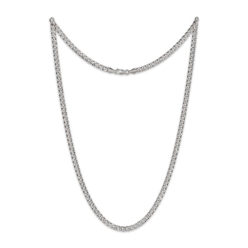 Main Image 2 of Solid Diamond-Cut Curb Chain Necklace 3.6mm Sterling Silver 20&quot;