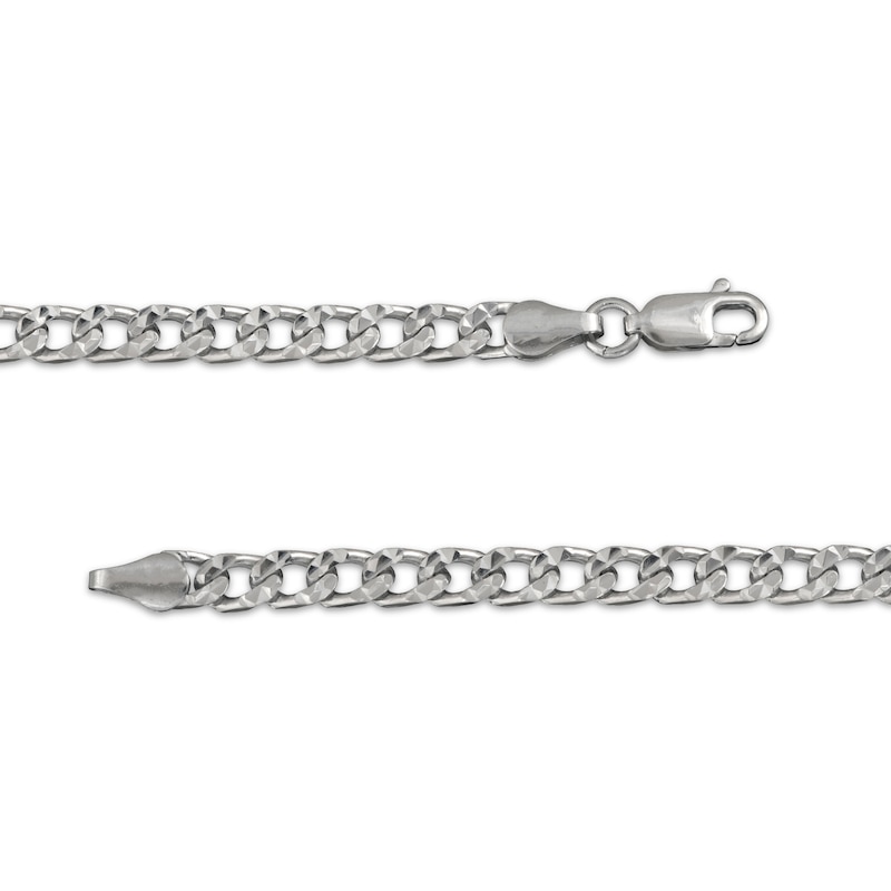 Main Image 4 of Solid Diamond-Cut Curb Chain Necklace 3.6mm Sterling Silver 20&quot;