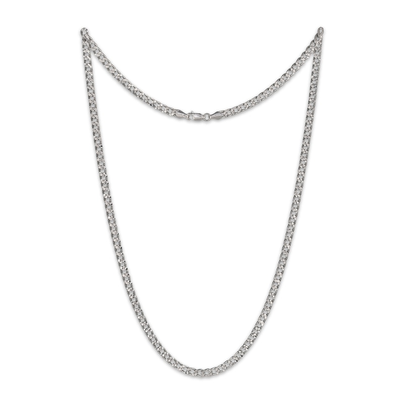 Main Image 2 of Solid Diamond-Cut Curb Chain Necklace 3.6mm Sterling Silver 18&quot;