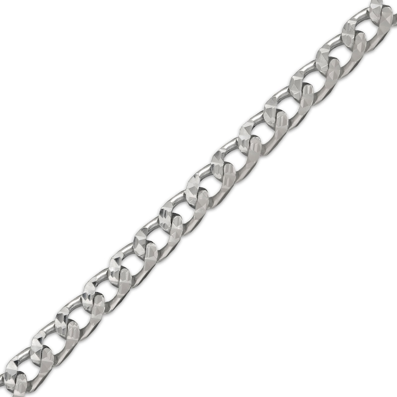 Main Image 3 of Solid Diamond-Cut Curb Chain Necklace 3.6mm Sterling Silver 18&quot;