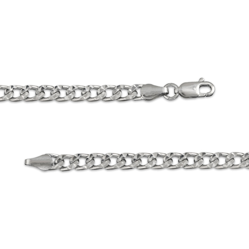 Main Image 4 of Solid Diamond-Cut Curb Chain Necklace 3.6mm Sterling Silver 18&quot;