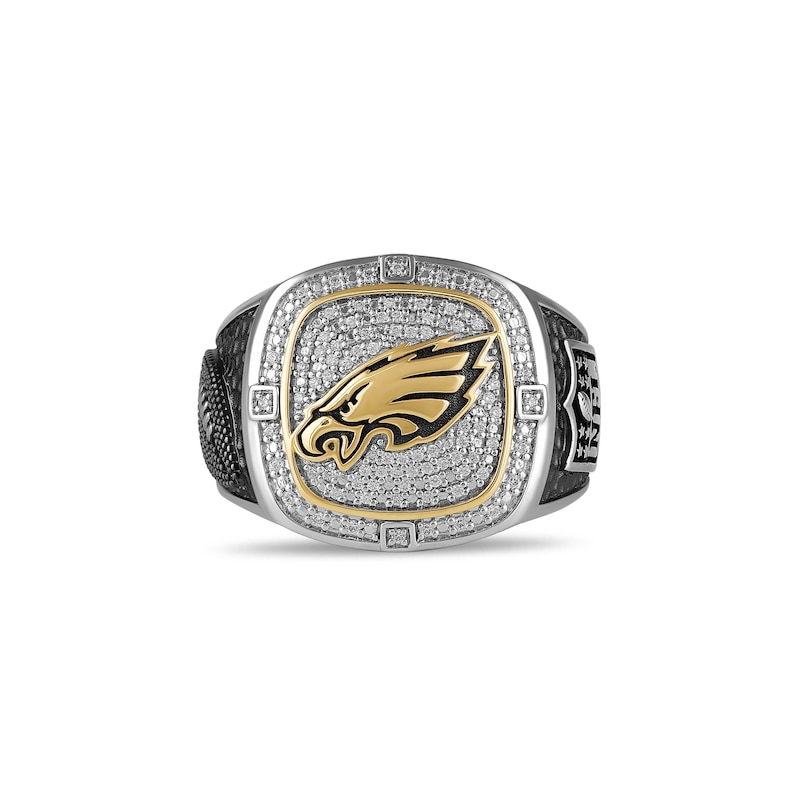 Main Image 1 of True Fans Philadelphia Eagles Championship Ring Sterling Silver & 10K Yellow Gold Ring