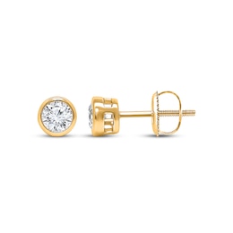 Lab-Grown Diamonds by KAY Round-Cut Bezel-Set Solitaire Stud Earrings 1/2 ct tw 14K Yellow Gold (F/SI2)