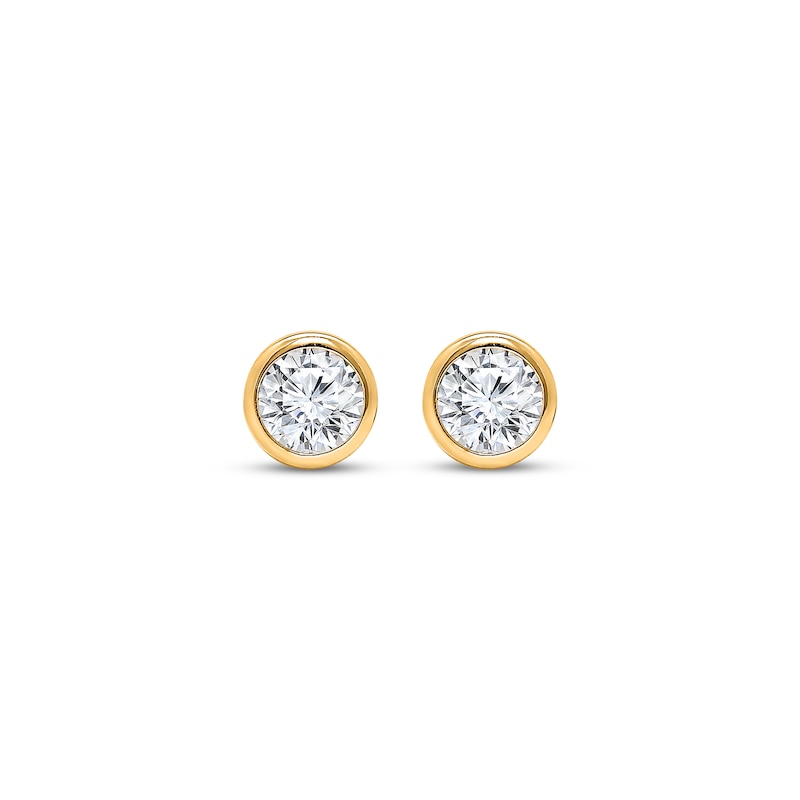 Main Image 2 of Lab-Grown Diamonds by KAY Round-Cut Bezel-Set Solitaire Stud Earrings 1/2 ct tw 14K Yellow Gold (F/SI2)