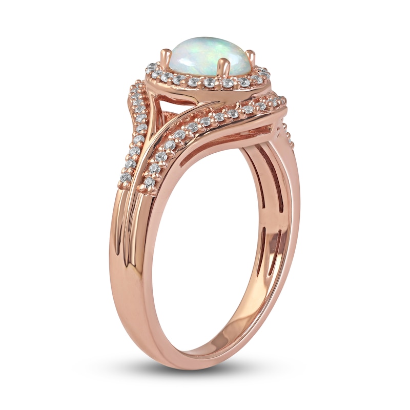 Main Image 2 of Ethiopian Opal & Diamond Ring 1/4 ct tw 10K Rose Gold