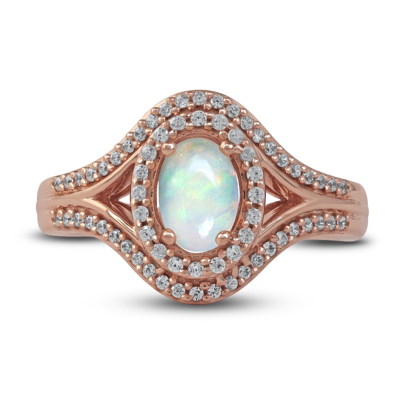 Main Image 3 of Ethiopian Opal & Diamond Ring 1/4 ct tw 10K Rose Gold