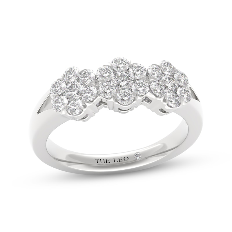 Main Image 1 of THE LEO Diamond Flower Trio Fashion Ring 3/4 ct tw 14K White Gold