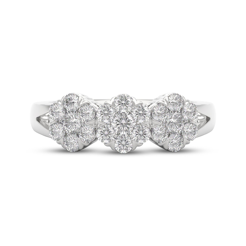 Main Image 3 of THE LEO Diamond Flower Trio Fashion Ring 3/4 ct tw 14K White Gold