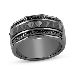 Ink & Ice Men's Black Diamond Stud Ring 1/5 ct tw Black Rhodium-Plated Sterling Silver