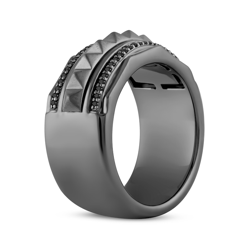 Main Image 2 of Ink & Ice Men's Black Diamond Stud Ring 1/5 ct tw Black Rhodium-Plated Sterling Silver