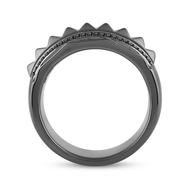 Main Image 3 of Ink & Ice Men's Black Diamond Stud Ring 1/5 ct tw Black Rhodium-Plated Sterling Silver