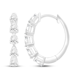 Pear-Shaped Diamond Hoop Earrings 1 ct tw 10K White Gold