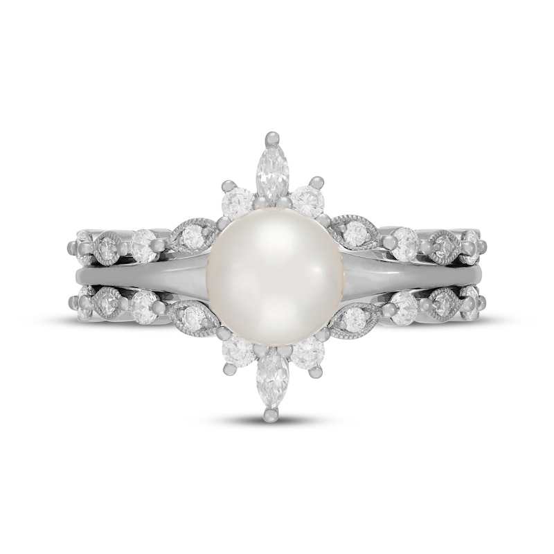 Main Image 3 of Neil Lane Cultured Akoya Pearl & Diamond Engagement Ring 1/2 ct tw 14K White Gold