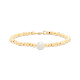 Cultured Pearl & Bead Bracelet 14K Yellow Gold 7.5&quot;