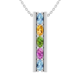 North South Oval Birthstone Family & Mother's Necklace (2-5 Stones)