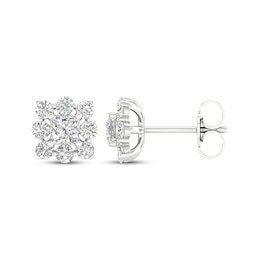 Lab-Created Diamonds by KAY Princess-Cut Stud Earrings 1 ct tw 14K White Gold