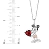 Thumbnail Image 2 of Disney Treasures Mickey Mouse Garnet & Diamond Accent Necklace Sterling Silver & 10K Rose Gold 19”