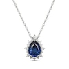 Thumbnail Image 0 of Pear-Shaped Blue Lab-Created Sapphire & White Lab-Created Sapphire Necklace Sterling Silver 18"