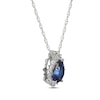 Thumbnail Image 1 of Pear-Shaped Blue Lab-Created Sapphire & White Lab-Created Sapphire Necklace Sterling Silver 18"