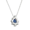 Thumbnail Image 2 of Pear-Shaped Blue Lab-Created Sapphire & White Lab-Created Sapphire Necklace Sterling Silver 18"