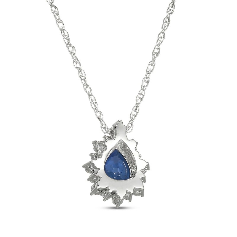 Pear-Shaped Blue Lab-Created Sapphire & White Lab-Created Sapphire Necklace Sterling Silver 18"