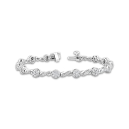 Diamond Flower & Infinity Link Bracelet 2 ct tw 10K White Gold 7.25&quot;