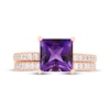 Thumbnail Image 3 of Square-Cut Amethyst & Diamond Bridal Set 1/2 ct tw 14K Rose Gold