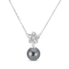 Thumbnail Image 1 of Tahitian Cultured Pearl & Diamond Accent Flower Necklace 10K White Gold 18&quot;