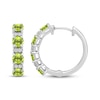 Thumbnail Image 1 of Peridot & White Lab-Created Sapphire Hoop Earrings Sterling Silver