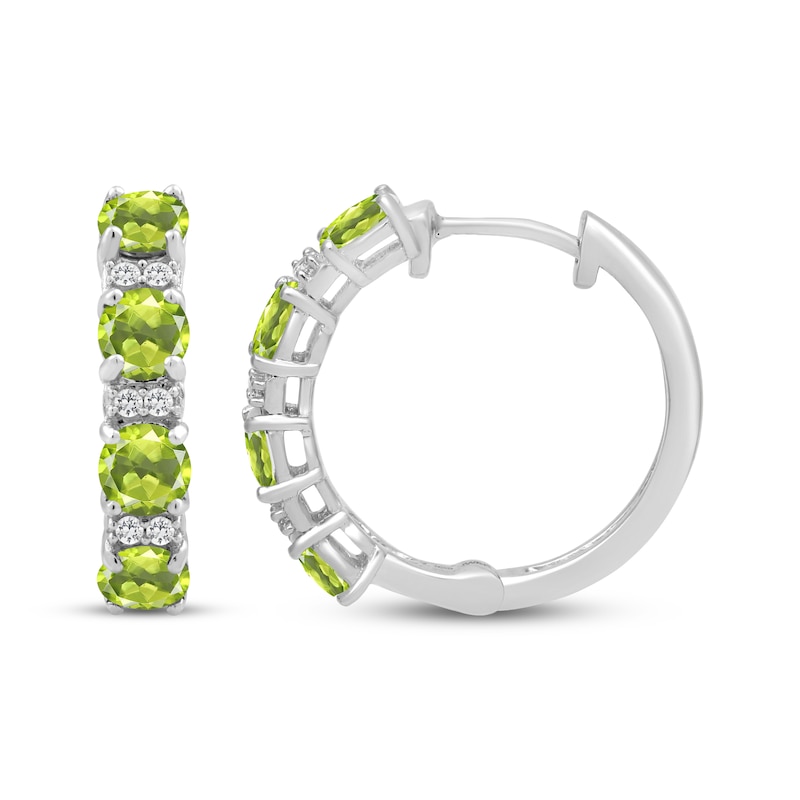 Main Image 1 of Peridot & White Lab-Created Sapphire Hoop Earrings Sterling Silver