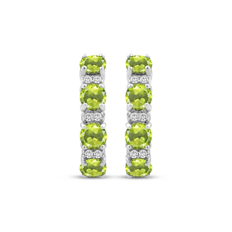 Main Image 2 of Peridot & White Lab-Created Sapphire Hoop Earrings Sterling Silver