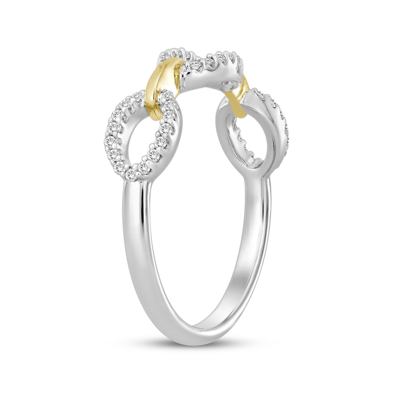 Main Image 2 of Linked Always Diamond Oval Chain Link Ring 1/6 ct tw Sterling Silver & 10K Yellow Gold