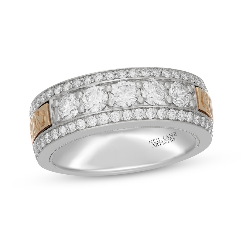 Men's Neil Lane Artistry Lab-Created Diamond Wedding Band 1-1/2 ct tw 14K Two-Tone Gold