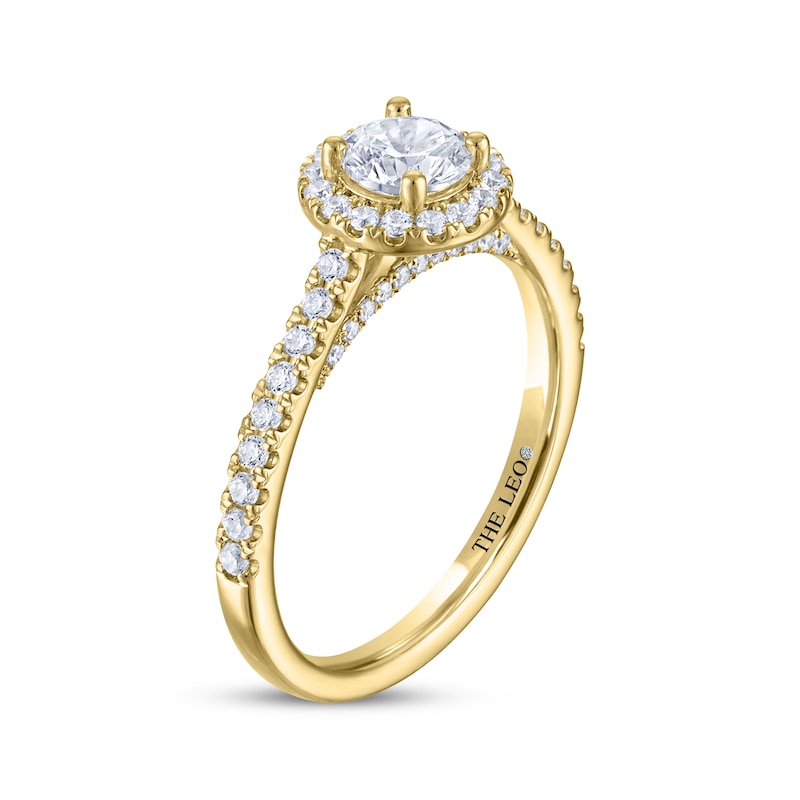 THE LEO Diamond Round-Cut Halo Engagement Ring 7/8 ct tw 14K Yellow Gold