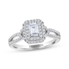 Thumbnail Image 1 of THE LEO Diamond Emerald-Cut Double Halo Engagement Ring 7/8 ct tw 14K White Gold