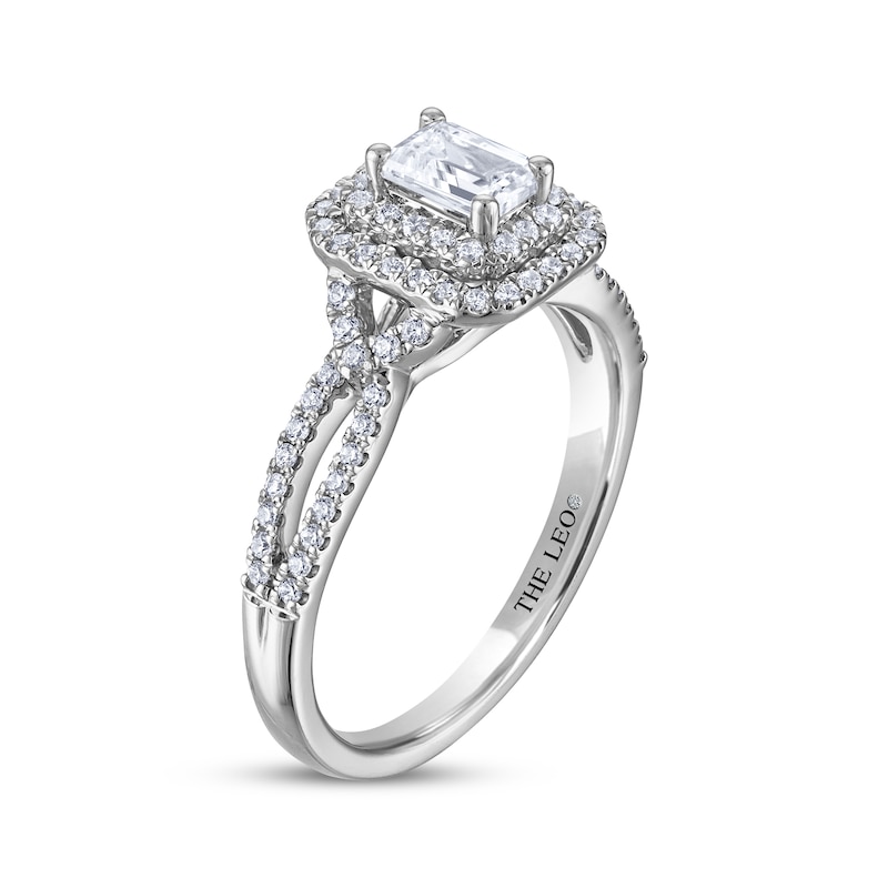 Main Image 2 of THE LEO Diamond Emerald-Cut Double Halo Engagement Ring 7/8 ct tw 14K White Gold